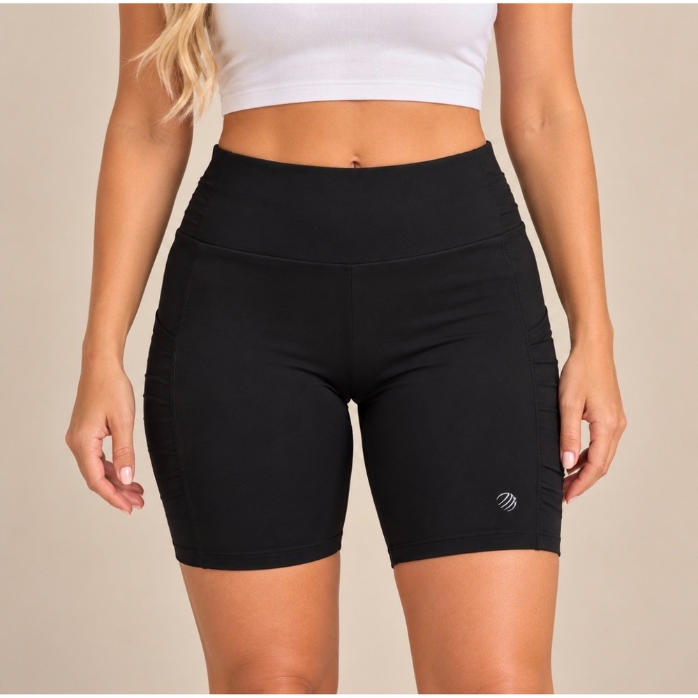 MPG Biker Shorts Size L Black Good Activewear Side Pockets Stretch